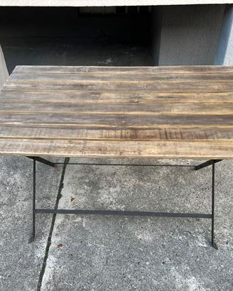 Tavolo pieghevole legno e ferro giardino/terrazzo