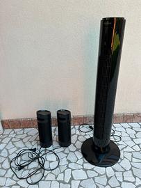 Set di 3 ventilatori a colonna neri