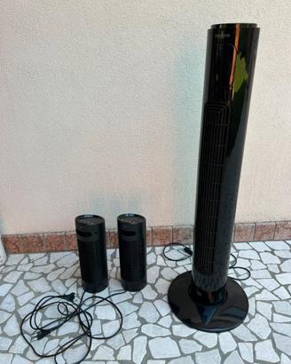 Set di 3 ventilatori a colonna neri