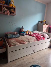 letto singolo con secondo letto estraibile