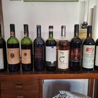 Set 9 bottiglie vino vintage miste