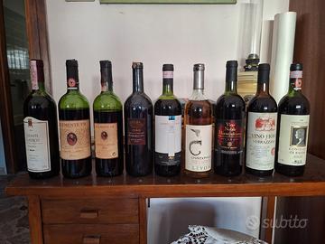 Set 9 bottiglie vino vintage miste