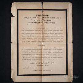 Manifesto Università di Bonn 1888 Guglielmo I 