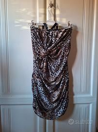 Miniabito Halter Leopardato con Scollo Drappeggiat