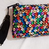 Mini pochette con paillettes multicolor, anni '90