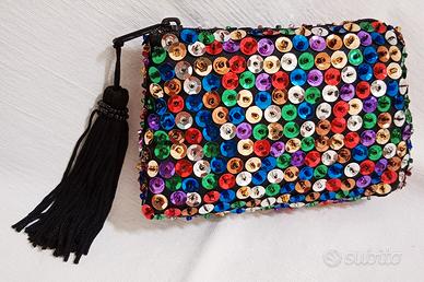 Mini pochette con paillettes multicolor, anni '90