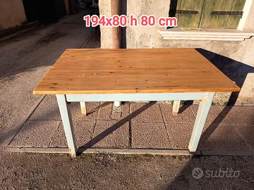 vecchio tavolo da osteria restaurato 