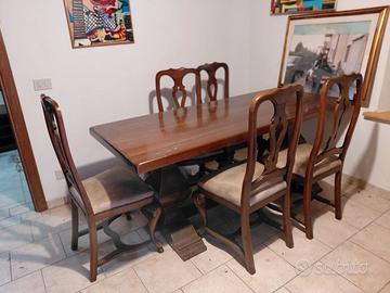 tavolo+seggiole 6 legno castagno tipo fratina