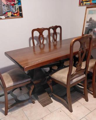 tavolo+seggiole 6 legno castagno tipo fratina