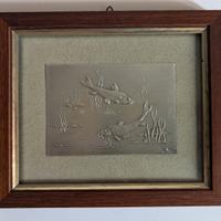 Quadretto segno zodiacale dei pesci lastra argento