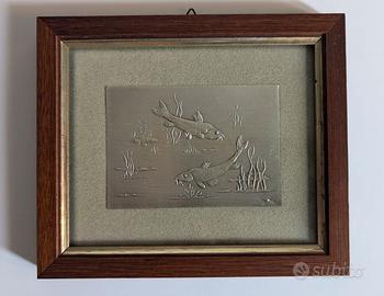 Quadretto segno zodiacale dei pesci lastra argento