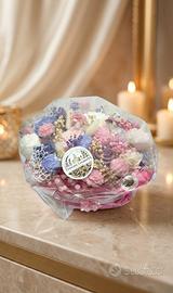 Bouquet Artigianale Fiori di Cera e Fiori Secchi