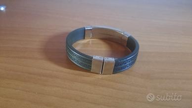 bracciale in caucciù nero  e acciaio