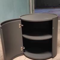 Comodino in legno rotondo colore grigio scuro