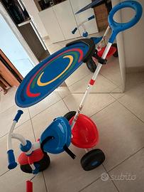 Triciclo per bambini con manico e parasole