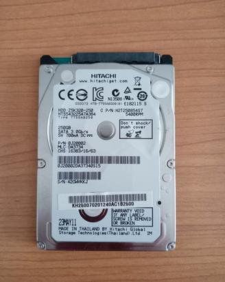 Hard disk Hitachi sata 250GB da 2.5"