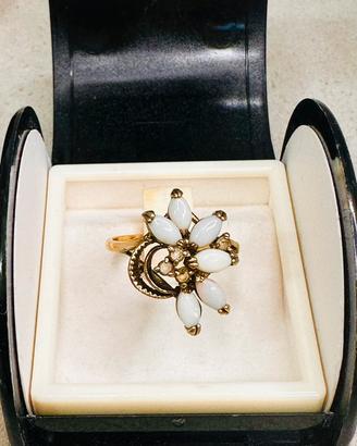 Anello placcato oro e opalini