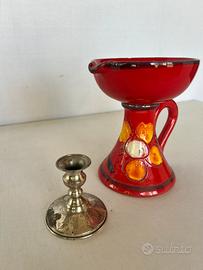 Portacandele decorativi in ceramica e metallo