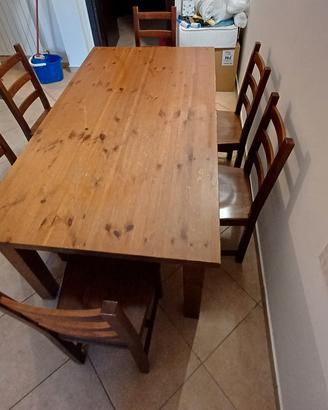 Tavolo ikea legno massello  + 6  sedie