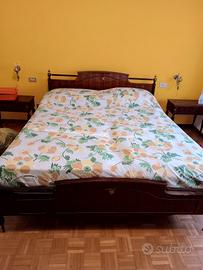 letto anni 80 legno ferro con rete metallica doga