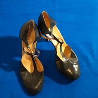 Scarpe vera pelle nera vintage, n.38,