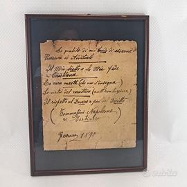 Antico documento manoscritto . Anno 1890 - Ferrara