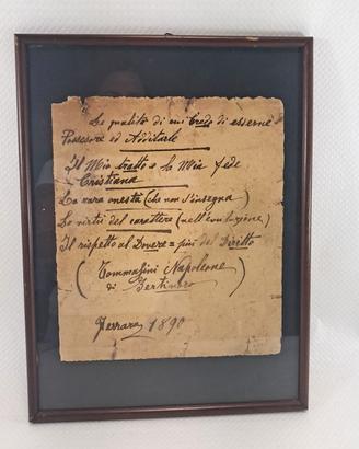 Antico documento manoscritto . Anno 1890 - Ferrara