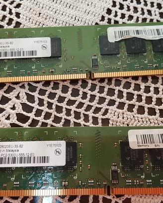 Coppia 2 banchi di ram desktop ddr2 2x1gb cl5