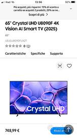 Tv Samsung Crystal UHD 65 pollici Nuovo!!