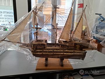 veliero in legno artigianale 90 cm lung.