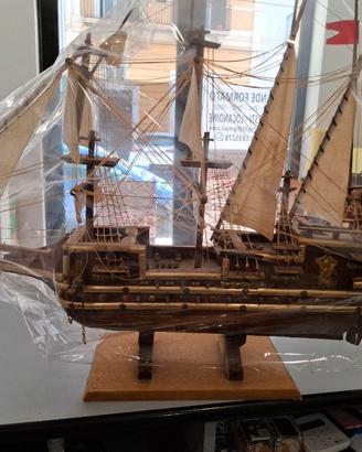 veliero in legno artigianale 90 cm lung.
