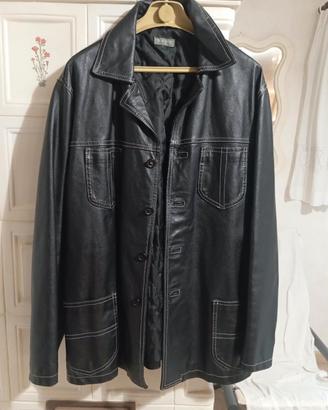 Giacca uomo in vera pelle col nero tg 48/50. perfe