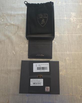 portacarte originale Lamborghini in vera pelle blu