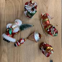 Set 5 addobbi albero natale in vetro soffiato