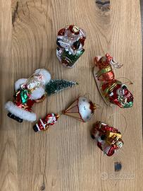 Set 5 addobbi albero natale in vetro soffiato