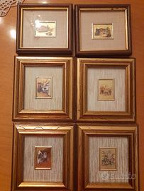 Lotto 6 quadretti vintage miniatura 