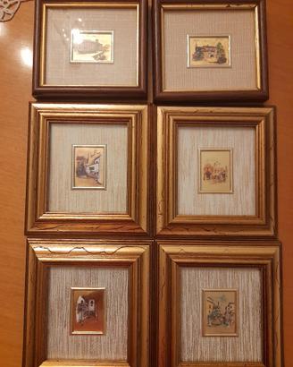 Lotto 6 quadretti vintage miniatura 