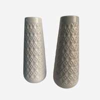 Coppia di vasi in ceramica bianco e beige