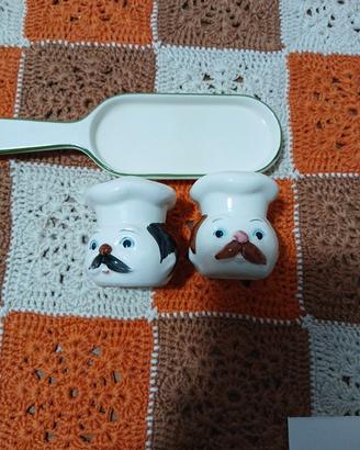 Porta Sale Pepe Con Vassoietto Porcellana Lavorazi