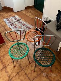 3 seggioline pieghevoli anni 60