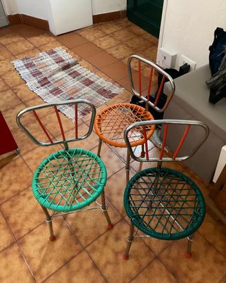 3 seggioline pieghevoli anni 60