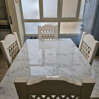 Tavolo cucina in marmo + sedie legno massell €1500