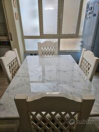 Tavolo cucina in marmo + sedie legno massell €1500