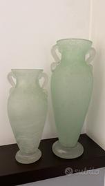 COPPIA VASI VETRO SATINATO VERDE