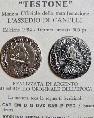 MONETE IN ARGENTO COMMEMORAZIONE ASSEDIO DI CANELL