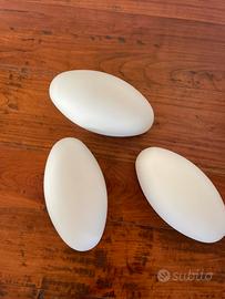 Set 3 Appliques in ferro e vetro bianco