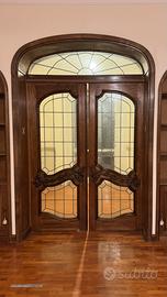 Porta doppia anta 1979 legno di noce e vetro