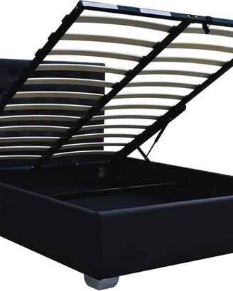 letto a contenitore nero ecopelle