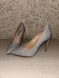 Tacco décolleté argento 10cm mis.36