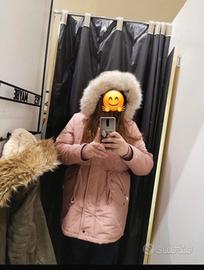 Parka rosa con pelliccia
